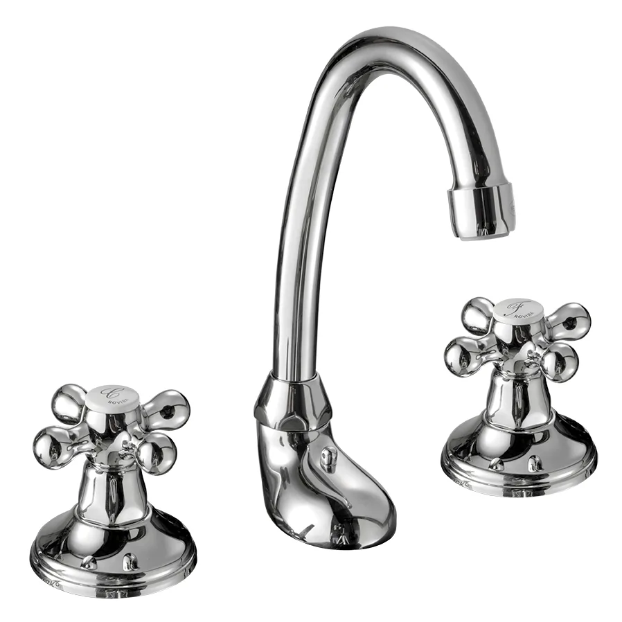 Ensemble lavabo bec central orientable avec bonde clic-clac
