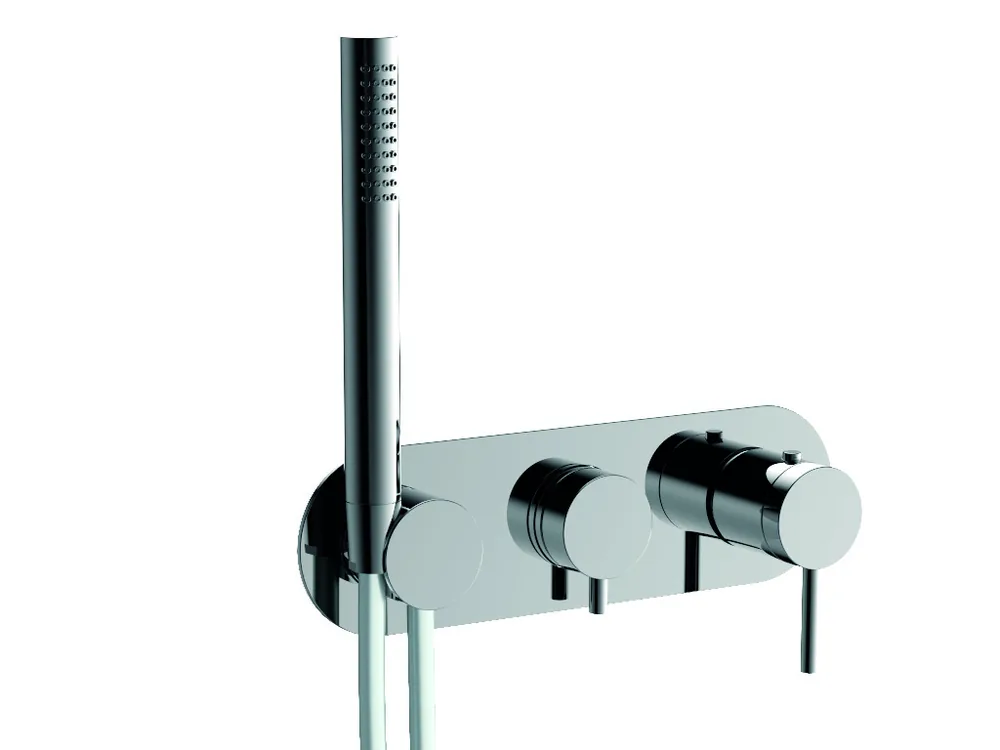Mitigeur thermostatique à encastrer horizontal, 2 voies avec support