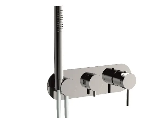 Mitigeur thermostatique à encastrer horizontal, 2 voies avec support