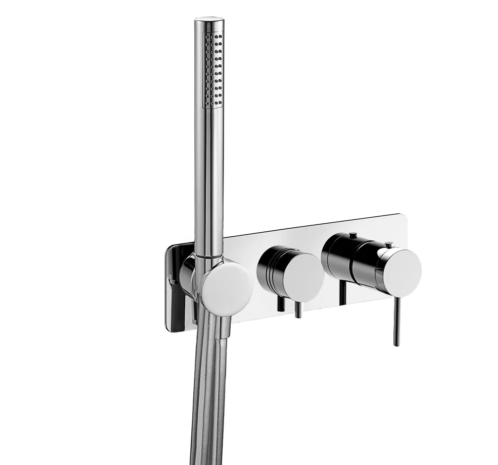 Mitigeur thermostatique à encastrer horizontal, 2 voies avec support