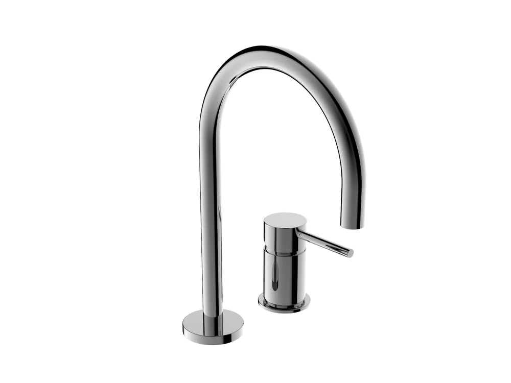 Mitigeur lavabo bec central 349mm, avec bonde clic-clac